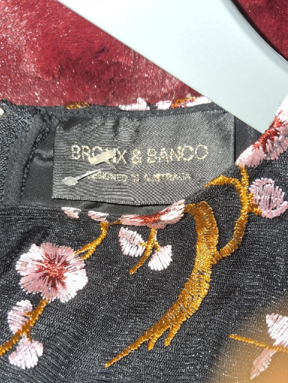 Bronx and Banco Black Dress with Pink and Gold Floral Embroidery - Picture 6 of 6